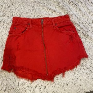 Bershka red denim skirt